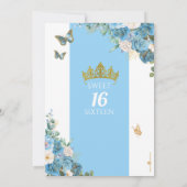 Cinderella Blue Rose Butterfly Prinzessin Sweet 16 Einladung (Rückseite)