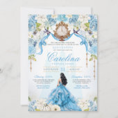 Cinderella Blue Rosen Luxury Princess Quinceanera Einladung (Vorderseite)