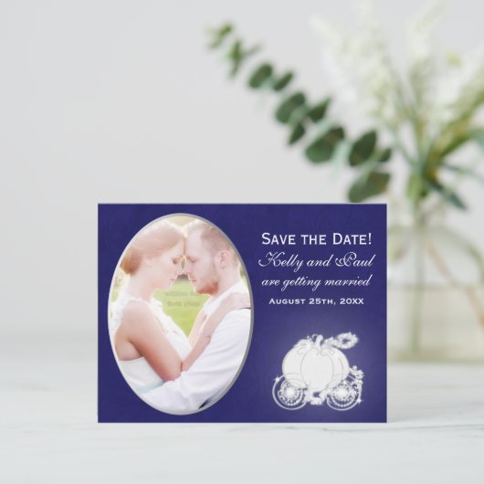 Cinderella Blue & Silver Carriage Foto Postcard Ankündigungspostkarte (Stehend Vorderseite)