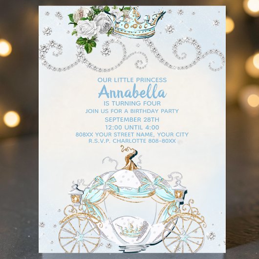 Cinderella Carriage Fairy Tale Party Einladung
