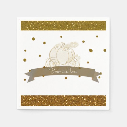 Cinderella Carriage Gold Glitzer Dots Party Napkin Serviette (Vorderseite)
