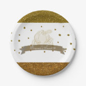 Cinderella Carriage Gold Glitzer Dots Party Teller (Vorderseite)