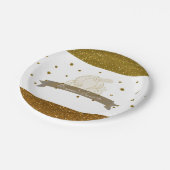 Cinderella Carriage Gold Glitzer Dots Party Teller (Schrägansicht)