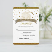 Cinderella Carriage Gold Glitzer Dots RSVP Card (Stehend Vorderseite)