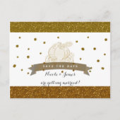 Cinderella Carriage Gold Glitzer Save the Date Ankündigungspostkarte (Vorderseite)