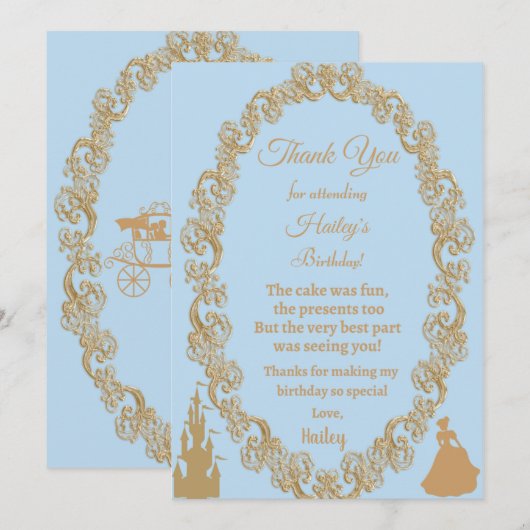 Cinderella Dankeschön Karte (Vorne/Hinten)