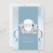 Cinderella Fairy Tale Blue Pink Floral Quinceanera Einladung (Rückseite)