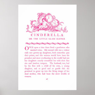 Cinderella Fairy Tale Book Pink Poster