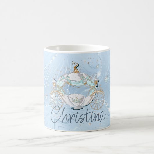 Cinderella Fairy Tale Carriage on Blue & Silver Kaffeetasse (Mittel)