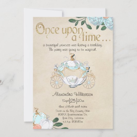 Cinderella Fairy Tale Princess Carriage Einladung (Vorderseite)
