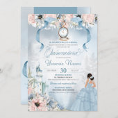 Cinderella Fairy Tale Princess Castle Quinceanera Einladung (Vorne/Hinten)