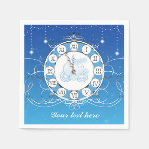 Cinderella Fast Mitternacht Silber- und Blau-Party Serviette