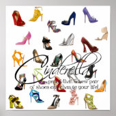Cinderella Funny Niedliches Zitat Schuhe Kunstpost Poster (Vorne)