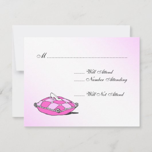 Cinderella Glass Slipper Pink RSVP Karten (Rückseite)