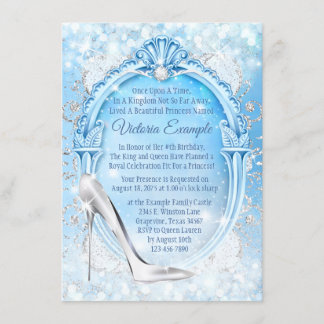 Cinderella Glass Slipper Quinceanera Einladung