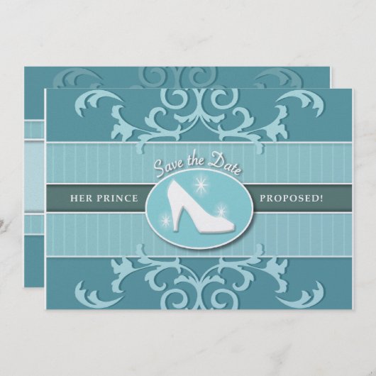 Cinderella Glass Slipper Save the Date (Vorne/Hinten)