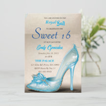 Cinderella Glass Slipper Sweet 16 Einladungen