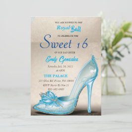 Cinderella Glass Slipper Sweet 16 Einladungen