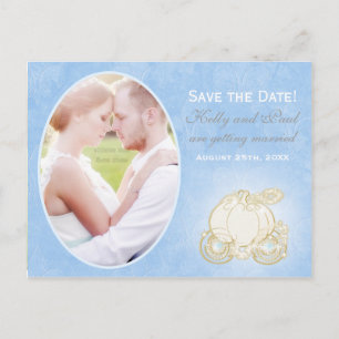 Cinderella Gold Carriage Wedding Foto Postcard Ankündigungspostkarte