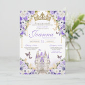 Cinderella Lavender Lila Princess Quinceanera Einladung (Stehend Vorderseite)
