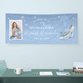 Cinderella Light Blue Quinceanera Foto Geburtstag Banner (Messe)