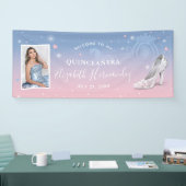 Cinderella Light Blue und Pink Birthday Foto Banner (Messe)