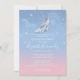 Cinderella Light Blue und Pink Quinceanera Einladung
