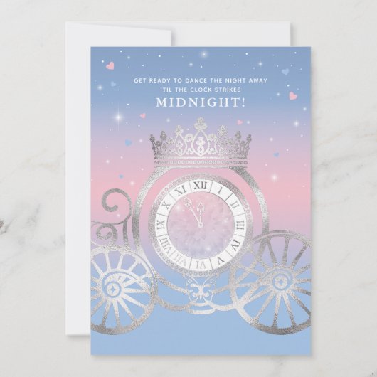 Cinderella Light Blue und Pink Quinceanera Einladung (Rückseite)