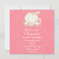 Cinderella Pink & Gold Carriage Party Einladung