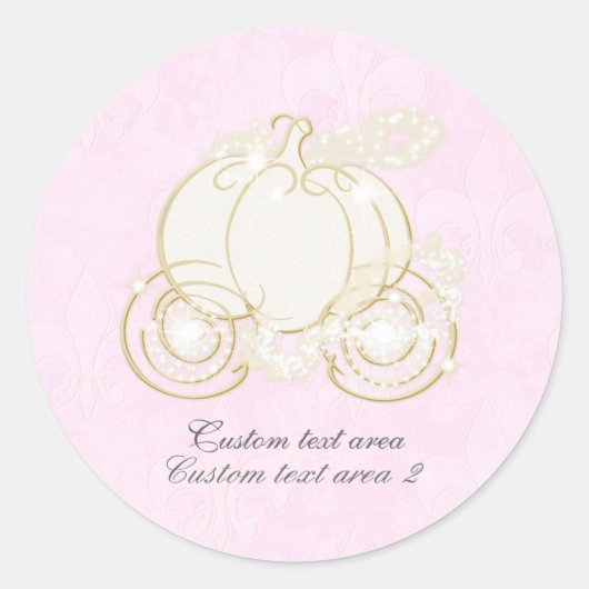 Cinderella Pink & Gold Princess Carriage Gefallen Runder Aufkleber (Vorderseite)