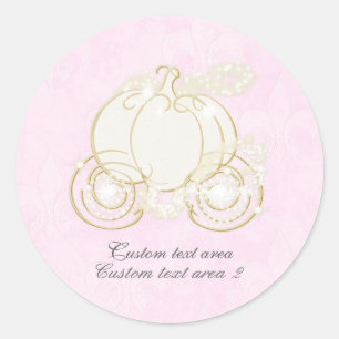 Cinderella Pink & Gold Princess Carriage Gefallen Runder Aufkleber