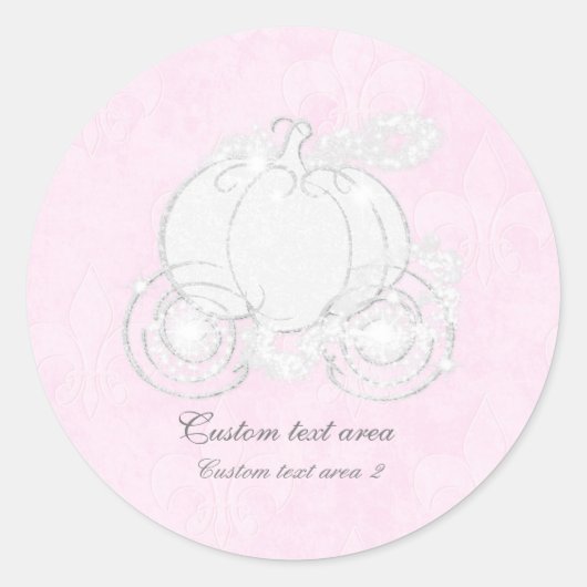 Cinderella Pink & Silver Princess Carriage Gefalle Runder Aufkleber (Vorderseite)