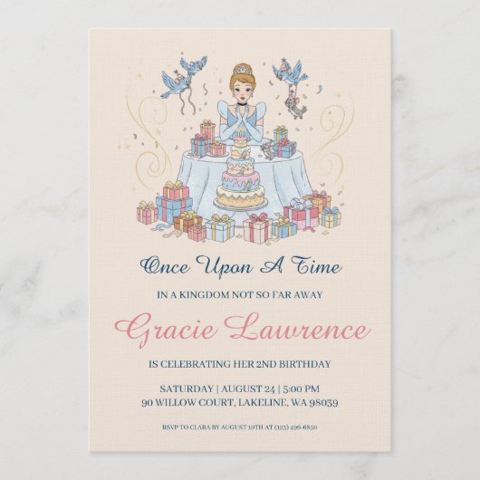 Cinderella princess birthday invitations einladung (Vorderseite)