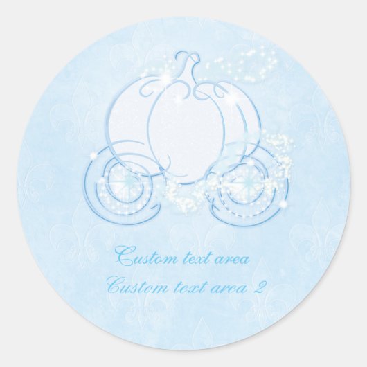 Cinderella Princess Blue Carriage Elegante Aufkleb Runder Aufkleber (Vorderseite)