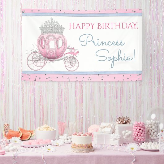 Cinderella Princess Carriage Birthday Party Banner