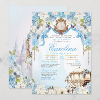 Cinderella Princess Carriage Elegante Quinceanera Einladung