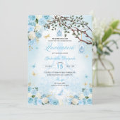 Cinderella Princess Enchanted Garden Quinceanera Einladung (Stehend Vorderseite)