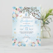 Cinderella Princess Enchanted Garden Quinceanera Einladung (Stehend Vorderseite)