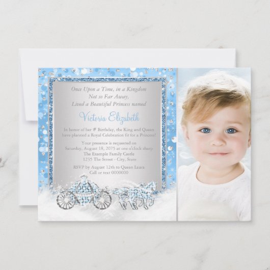 Cinderella Princess Geburtstagsparty Einladung (Vorderseite)