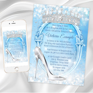 Cinderella Princess Glass Slipper Quinceanera Einladung