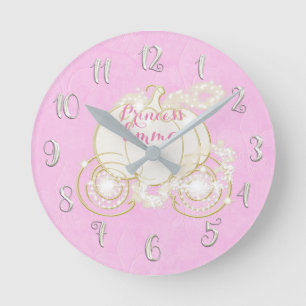 Cinderella Princess Sparkriage Pink Custom Runde Wanduhr