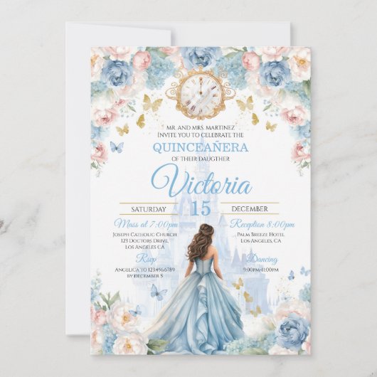 Cinderella Quinceañera Einladung Prinzessin Dress (Vorderseite)