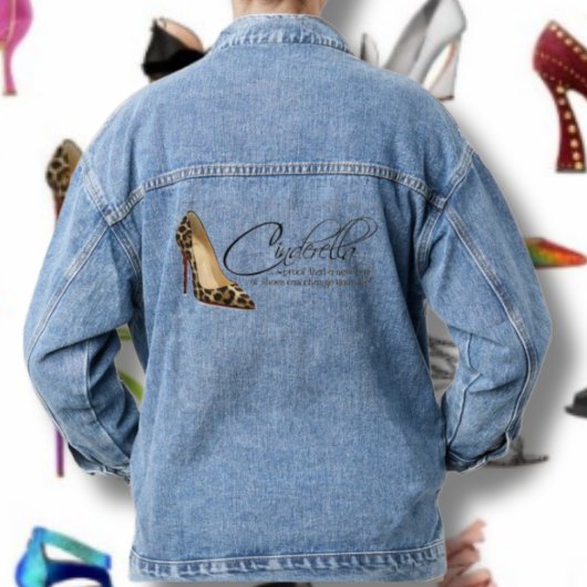 Cinderella Quote Blue Womens Denim Jean Jacket Jeansjacke