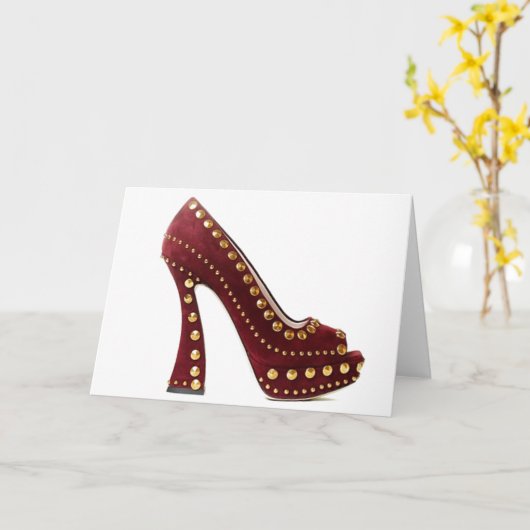 Cinderella Quote Miu Miu Red Suede Schuhe Heelse Karte (Gelbe Blume)