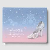Cinderella Shoe Light Blue und Pink Quinceañera Gästebuch (Vorderseite)