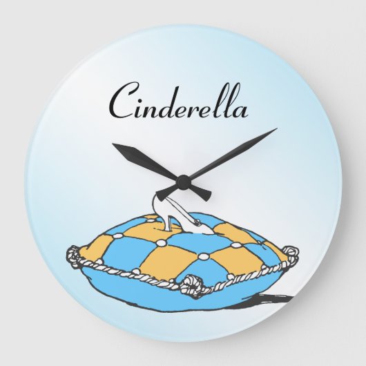 Cinderella Slipper Aquamarin Pillow Custom Große Wanduhr (Vorderseite)