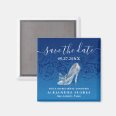 Cinderella Slipper Blue Quinceanera Save the Date Magnet (Vorderseite/Rückseite)