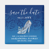 Cinderella Slipper Blue Quinceanera Save the Date Magnet (Vorne)