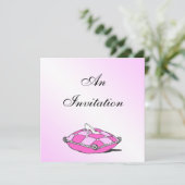 Cinderella Slipper Pink Brautparty Einladung (Stehend Vorderseite)