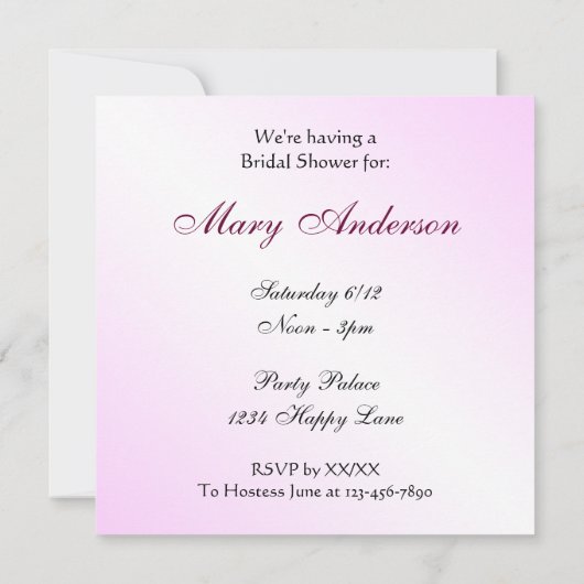 Cinderella Slipper Pink Brautparty Einladung (Rückseite)